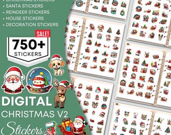 Christmas Digital Stickers Book for Goodnotes, PNG Files of Digital Stickers, December stickers, winter Stickers, Digital Planner Stickers