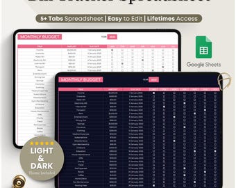 Bill Tracker Spreadsheet | Google Sheets Bill Calendar, Monthly Smart Bill Planner, Editable Bill Payment Dashboard Personal Finance Planner