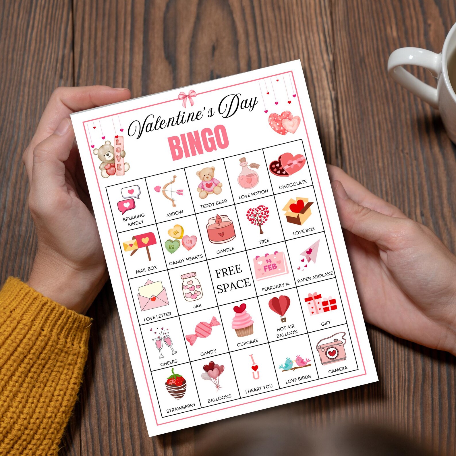 60 Valentines Bingo Game Cards Printable, Valentine's Day Bingo Cards ...