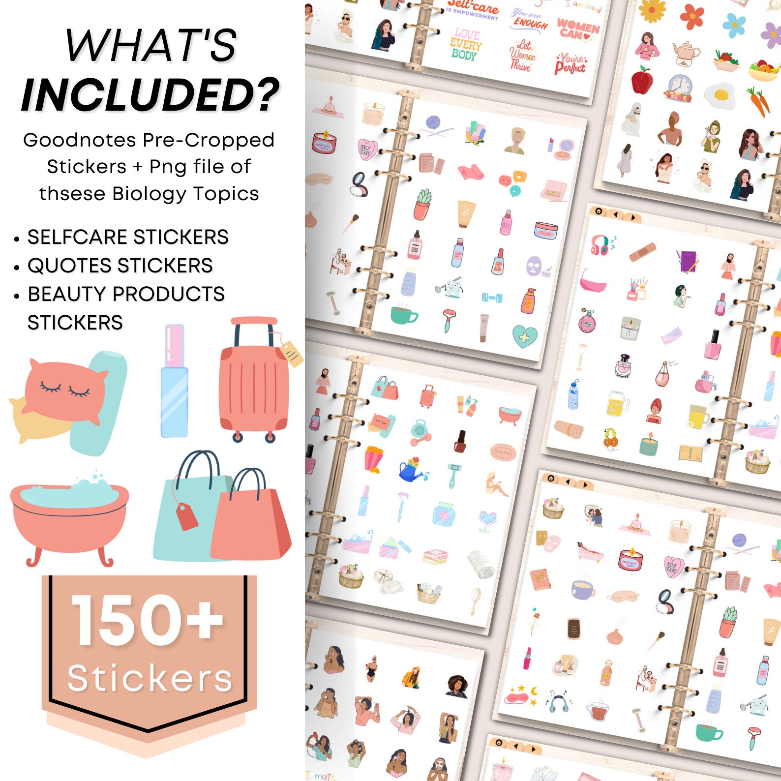 Self Care Digital Stickers Book for Goodnotes, PNG Files of Digital ...