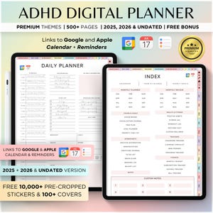 Digital Planner Undated, iPad & Android Planner, GoodNotes Planner, Digital Calendar, Daily, Weekly, Monthly Journal, 2024 2025 iPad Planner