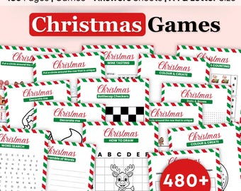 480 Christmas party games adults,Christmas games for group,Holiday office party games,family game night,Christmas activities bundle for kids