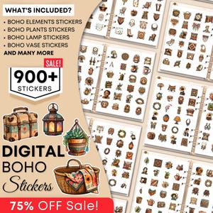 Boho Everyday Life Digital Stickers, Daily Planner Stickers, iPad Stickers, Goodnotes Stickers, OneNote Stickers, Digital Planner Stickers