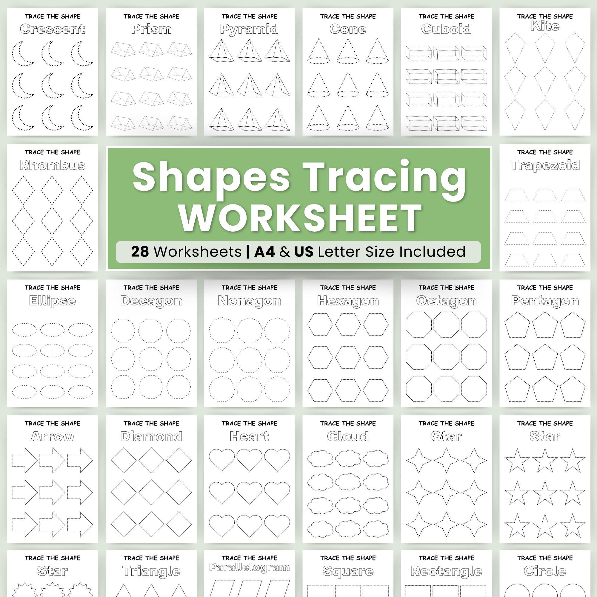 Preschool Shape Tracing, Basic Shape Tracing, Shape Tracing Worksheets ...