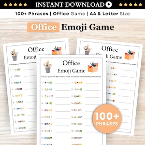 Office Games, Team Building Games, Office Emoji Games, Coworker Games, Happy Hour Office Party, Printable Team Building Game, Work Party
