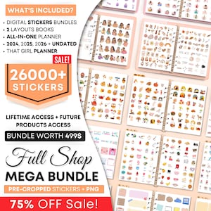 Whole Shop Daily Digital Sticker Book for Goodnotes, PNG Files of Digital Stickers, Sticky Notes, Digital Icon Stickers, Digital Stickers