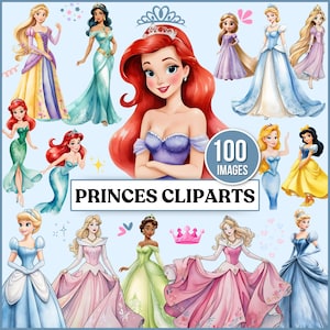 Aquarelle princesse Clipart, graphiques princesse dessinés à la main Unique, belle princesse PNG, téléchargement immédiat