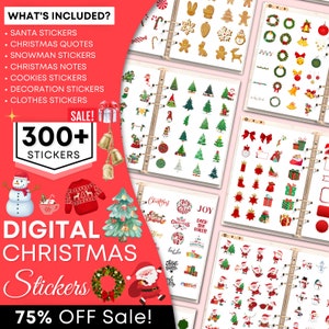 Libro di adesivi digitali di Natale per Goodnotes, file PNG di adesivi digitali, adesivi di dicembre, adesivi invernali, adesivi per pianificatore digitale