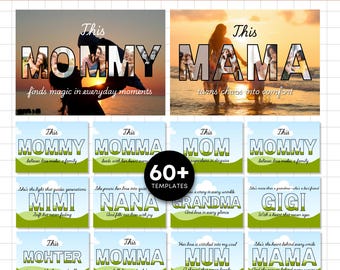Mother's Day Canva Template, Custom Mom Canva Frame, Mama Designs Bundle, Wear Heart On Sleeve Canva Template, Best Mom ever Canva Template