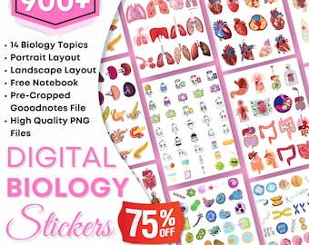 Biologie & Anatomie Digitale Sticker | Vorgeschnittene menschliche Körper Aufkleber | Handgezeichnetes iPad GoodNotes| PNG-Datei | Notizen | Pharmakologie