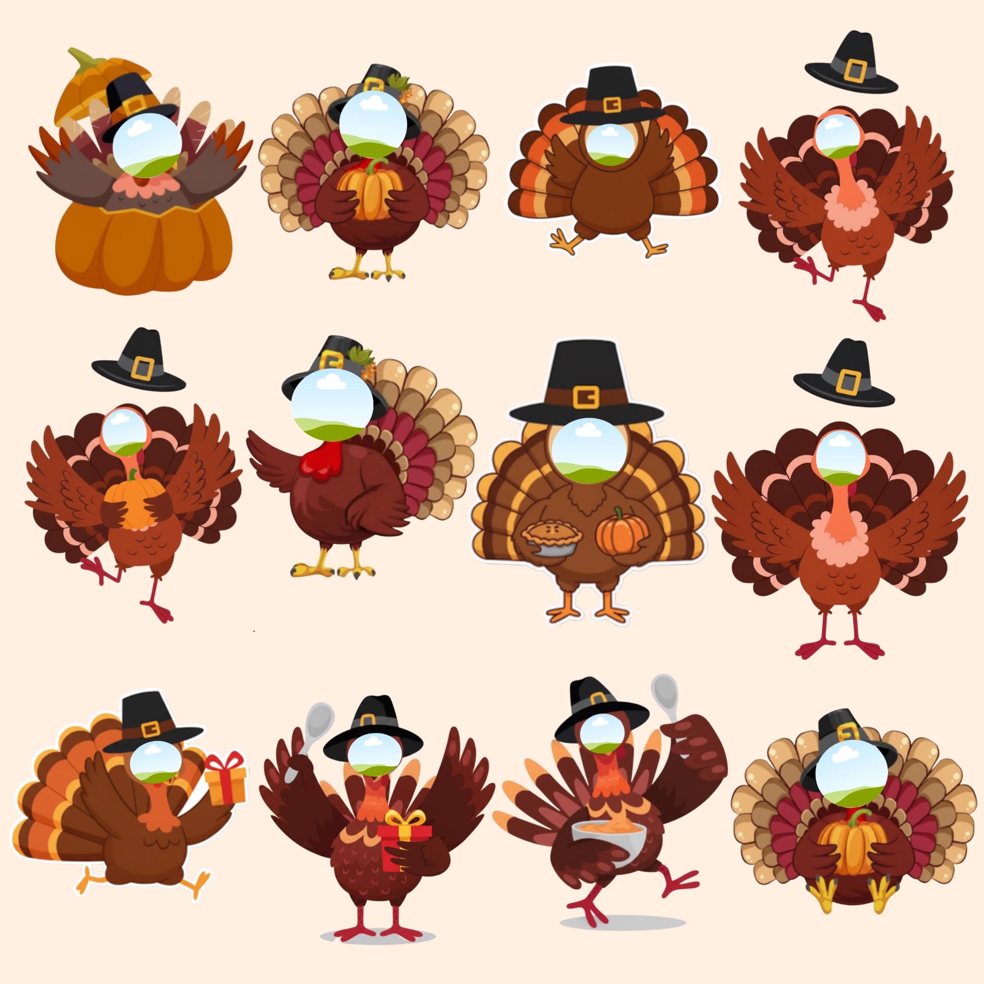 Add Your Own Photo, Thanksgiving Characters Photo Frames, Turkey Face ...