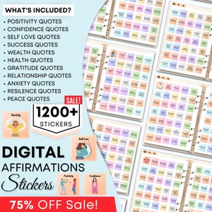 Affirmationen, digitale Sticker, digitale Planer-Sticker, Goodnotes-Sticker, Zitat-Sticker, positive Zitate, inspirierende Zitate, vorgeschnitten