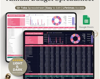 Simple Ultimate Annual Budget Spreadsheet, Google Sheets Budget Template Monthly Budget Tracker Financial Planner Bill Tracker Debt Tracker