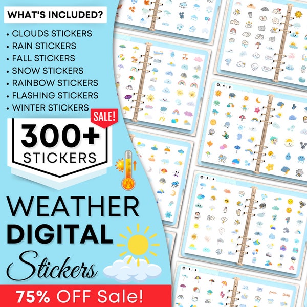 Weather Digital Stickers, Weather Stickers, Digital Planner Stickers, Digital Journal Stickers, Goodnotes Stickers, Daily life Stickers