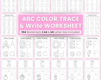 Buchstaben Spuren & Farbe Arbeitsblatt zum Ausdrucken, Alphabet beschäftigt Buch, Lernmappe, Vorschul Lehrplan, Kleinkind Aktivitäten Kindergarten
