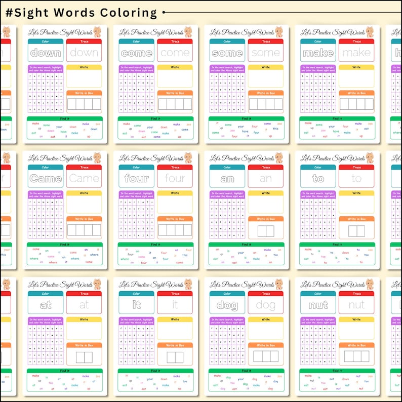 81 Printable Sight Words Worksheets, Fry First Hundred Sight Word Work ...