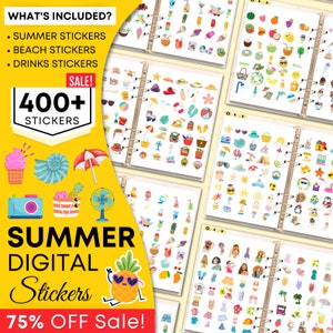Sommer Saison DIGITALE Aufkleber, GoodNotes Aufkleber, digitale Planner Aufkleber, vorgeschnittene Aufkleber, digitale Aufkleber Buch, iPad Aufkleber