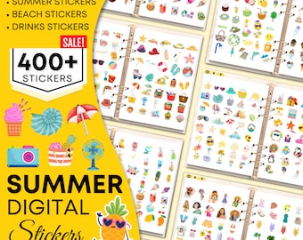 Summer Season DIGITAL STICKERS, GoodNotes Stickers, Digital Planner Stickers, Pre-cropped Stickers , Digital Stickers Book, iPad stickers