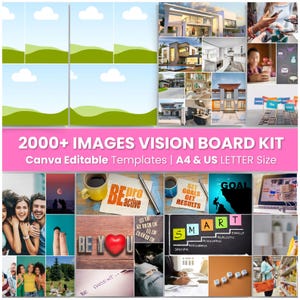 2025 Printable Vision Board Bundle with 2000 Printable Photos, Affirmations, Manifest Checks, I AM Vision Board Kit 45 Printable Pages PDF