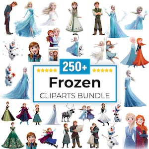 250+ Frozen-Inspired Clipart Bundle | Cute Princess PNGs | High-Quality 300DPI | Transparent Background | Digital Download for Crafts