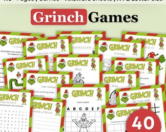Grinch Christmas Games Bundle | Christmas Games Set | Grinchmas Games Bundle | Printable Christmas Party Game | 40 Christmas Trivia Games