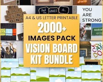2025 Vision Board Images Manifest Happiness Printable PDF Mood Board for Women Inspiring Positive Affirmations Abundance Law of Attraction