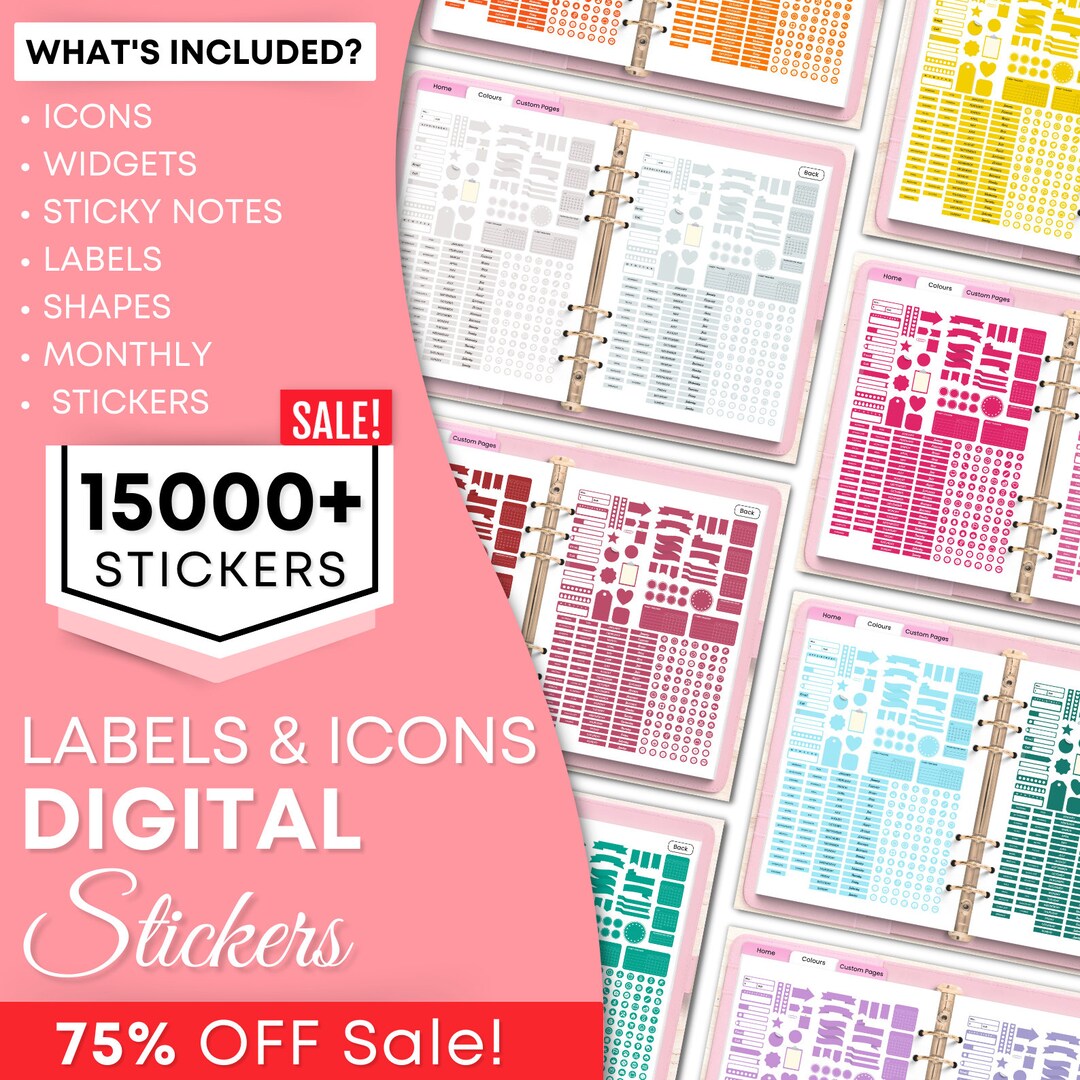 Daily Digital Sticker Book for Goodnotes, PNG Files of Digital Stickers ...