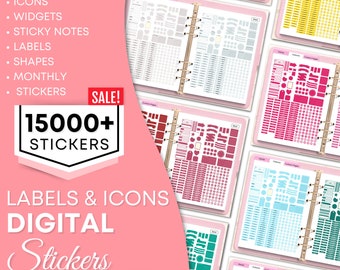 Dagelijks digitaal stickerboek voor Goodnotes, PNG-bestanden met digitale stickers, plaknotities, digitale pictogramstickers, digitale plannerstickers