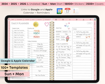 All-in-One Digital Planner 2024, 2025, 2026, Undated Digital Planner, Digital Journal, Digital Goodnotes Template, Notability, Daily Planner