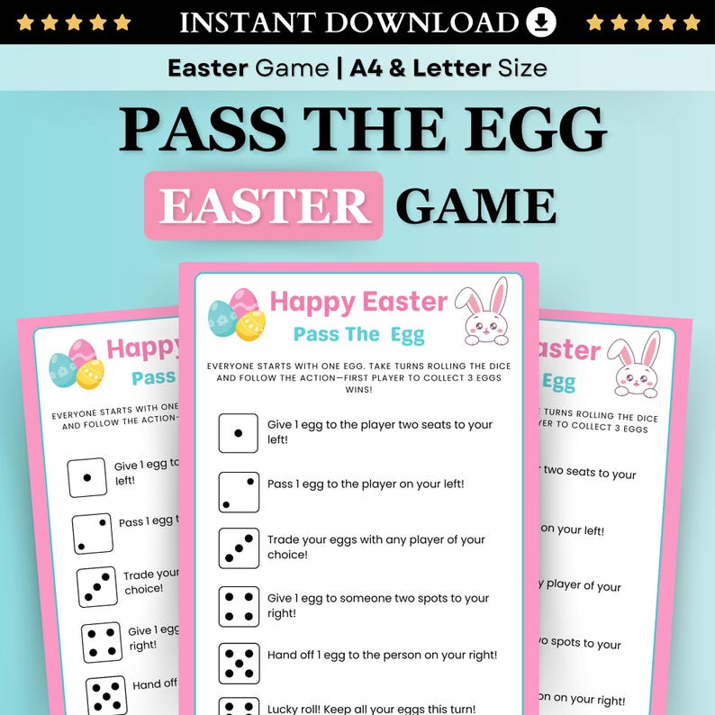 Easter Pass the Egg | Easter Dice Game | Left-right Easter Game ...