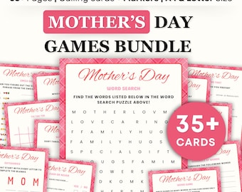 Mothers Day Games BUNDLE, Mothers Day Brunch, Luncheon, Church, Family Night, Mothers Day Emoji Pictionary, Trivia, Mothers Day Party Games