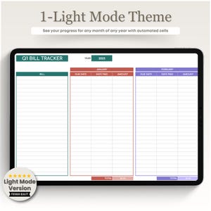 May include: A digital bill tracker template for the first quarter of 2025. The template is divided into three sections: January, February, and a general bill section. Each section has columns for bill name, due date, date paid, and amount. The template is in a light mode theme with green, red, and purple accents.