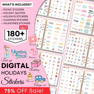 Holiday Digital Stickers Book for Goodnotes, PNG Files of Digital Stickers, Sticky Notes, Digital Icon Stickers, Digital Planner Stickers