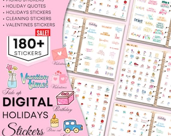 Holiday Digital Stickers Book for Goodnotes, PNG Files of Digital Stickers, Sticky Notes, Digital Icon Stickers, Digital Planner Stickers