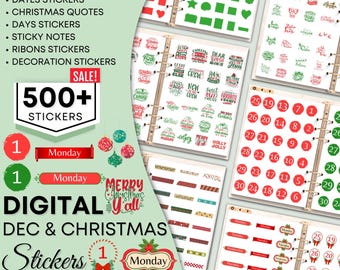 Pegatinas de Goodnotes para las fiestas mensuales de diciembre / Lindas pegatinas digitales / Verano / Diciembre / Kawaii / Paquete de pegatinas / Pegatinas navideñas