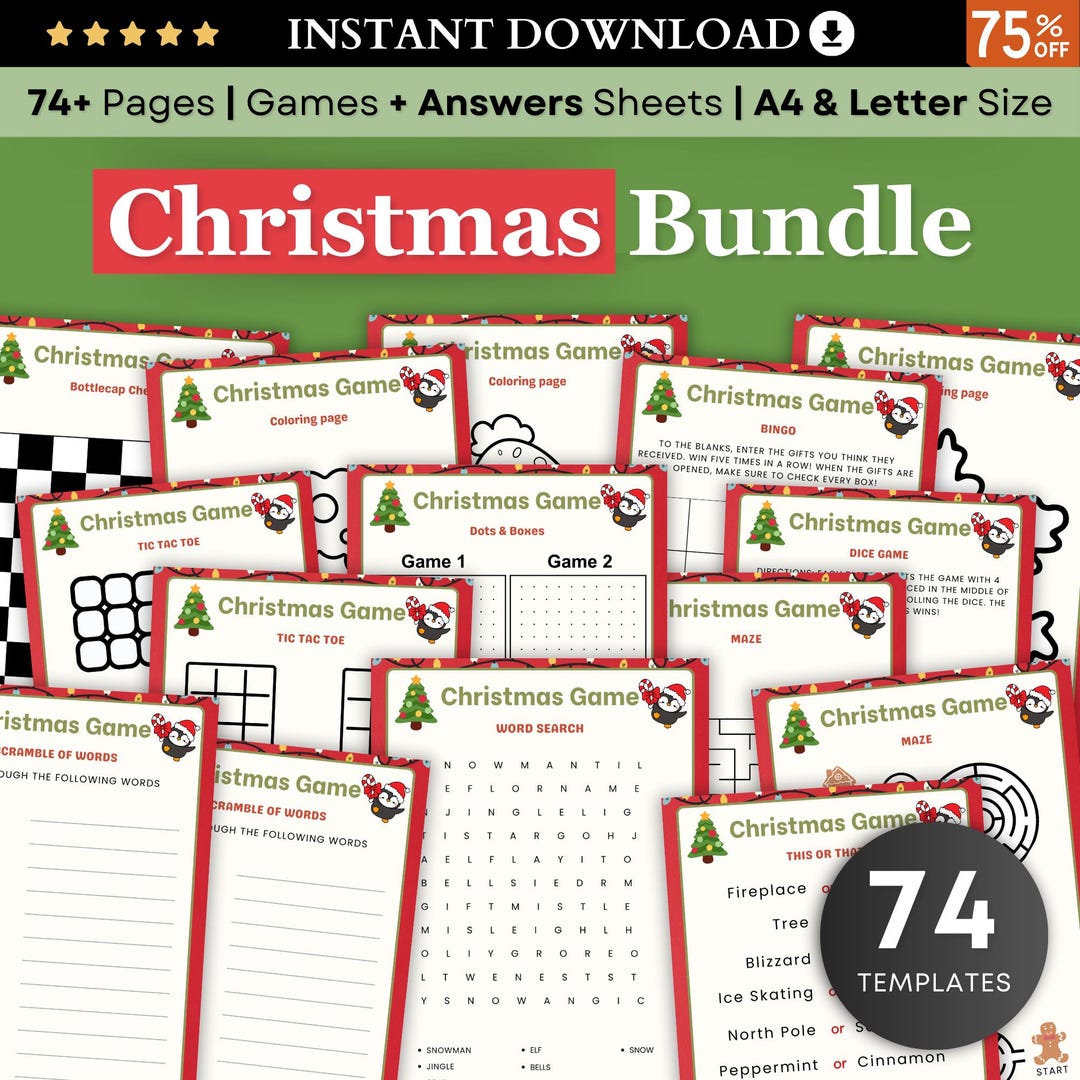 Printable Family Christmas Games Bundle, Holiday Party Games Activities ...