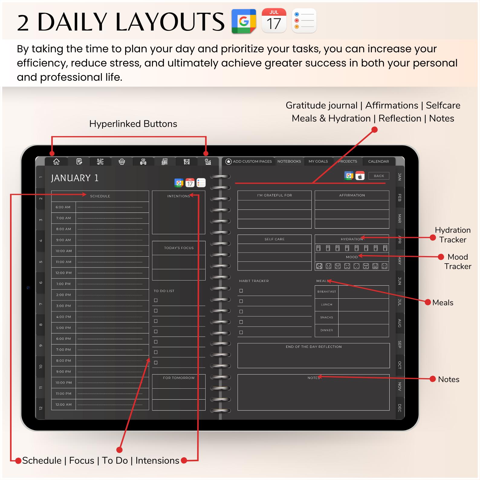 All-in-one Digital Planner 2025 2026 2027, Hyperlink Digital Planner ...