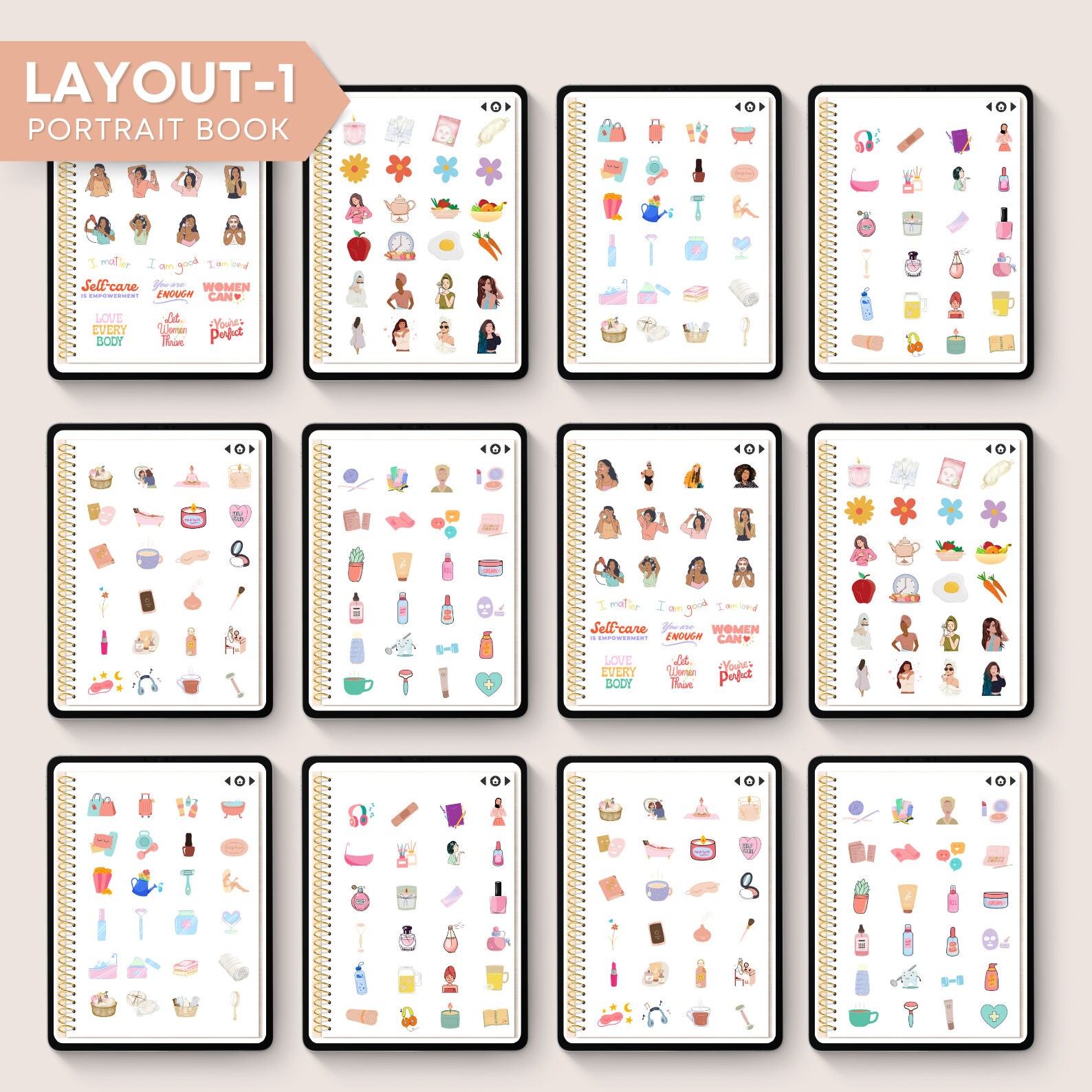 Self Care Digital Stickers Book for Goodnotes, PNG Files of Digital ...