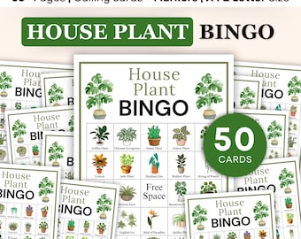 House Plant Bingo Game , Plant Lover Green Bingo Game Cards , Fun Indoor Activity for Plant Lovers, Green Plant Bingo Game