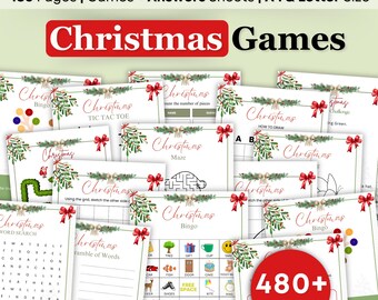 480 Christmas party games adults,Christmas games for group,Holiday office party games,family game night,Christmas activities bundle for kids