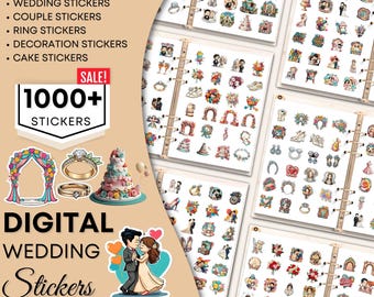 WEDDING PLANNER Digital Stickers, Bridal Pre-cropped Digital Planner Stickers, GoodNotes Stickers, Bonus Stickers, Wedding Cliparts, Bridal