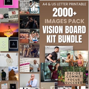 Paquete de tablero de visión imprimible 2025 con 2000 fotos imprimibles, afirmaciones, comprobaciones de manifiesto, kit de tablero de visión YO SOY, 500 páginas imprimibles en formato PDF