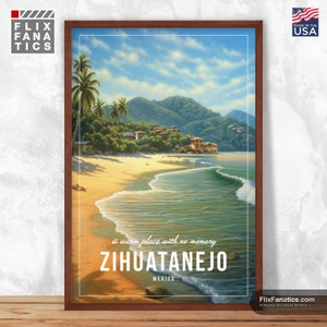 Zihuatanejo Vintage Retro Poster, Zihuatanejo Druck, Reise Poster, Dekoration, Mexiko Reise Poster, Film Wandkunst, moderne Wandkunst