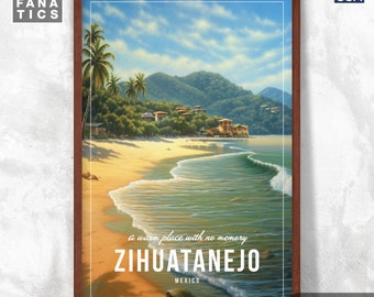 Zihuatanejo Vintage Retro Poster, Zihuatanejo Print, Travel Print, Home Decor, Mexico Travel Poster, Movie Wall Art, Modern Wall Art