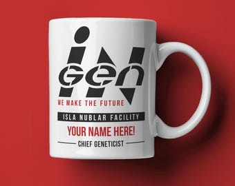 Personalized InGen Mug - 90s Movie Memorabilia Fan Art Coffee Cup Gift for Fans