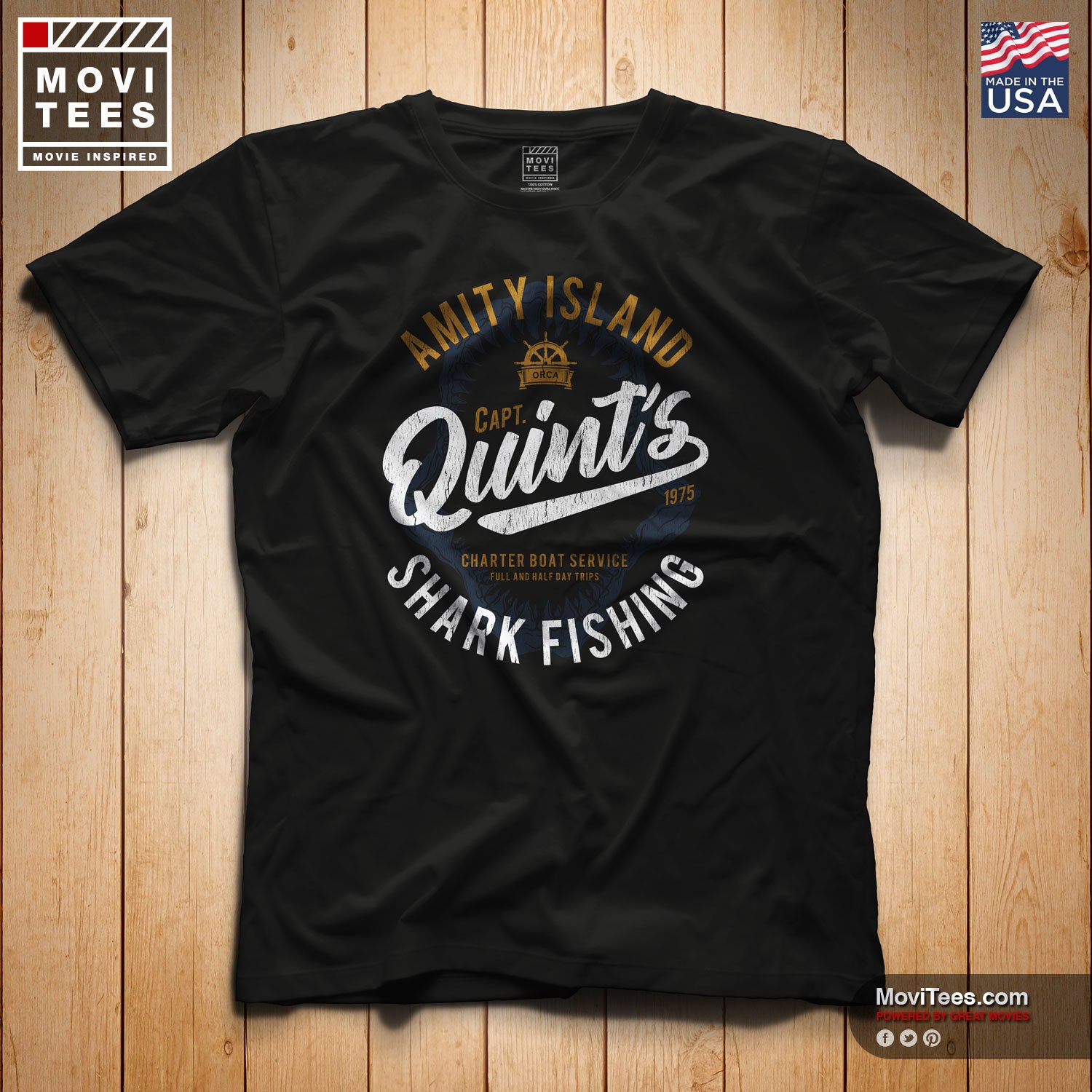 Quint's Shark Fishing T-shirt Heavyweight Shirt 