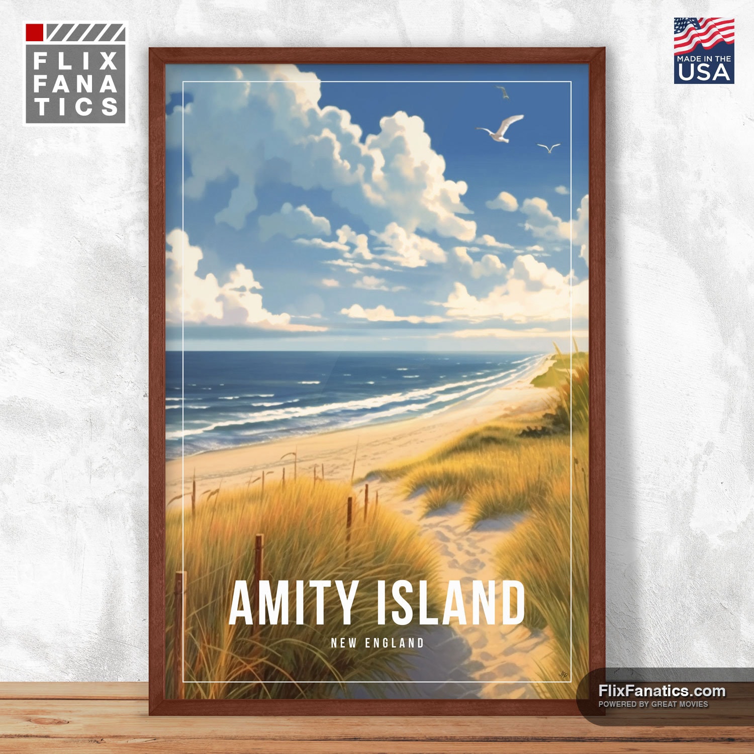 Amity Island Travel Poster: New England Jaws Movie Fan Art