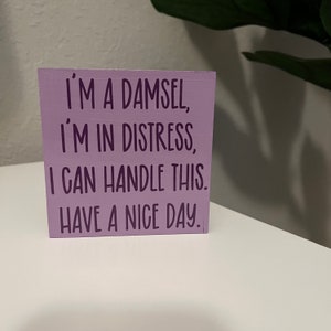 Hercules Inspired &quot;Damsel in Distress&quot; Small Wooden Sign (Perfect for Tiered Tray)