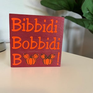 Bibbidi Bobbidi BOO Boy & Girl Mouse Pumpkin Small Wooden Sign (Perfect for Tiered Tray)