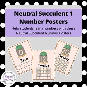 Neutral Succulent Number Posters- Set #1
